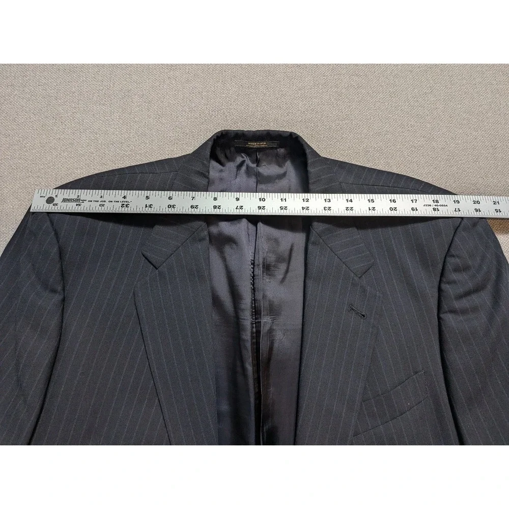 Hart Schaffner Marx Men's Blazer 44R Charcoal Pinstripe Comfort Plus Coat Jacket